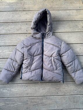 Zara Kids Hooded Puffer Jacket - Taupe Brown